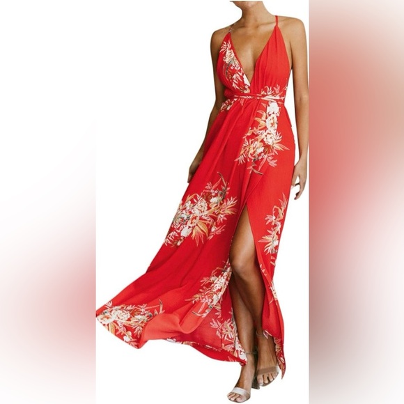 Hello Molly Floral Red Maxi Dress - Picture 4 of 5